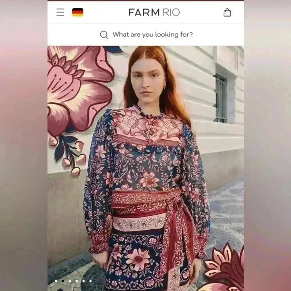 Farm Rio Ainika Charm Overlapped Denim Mini Skirt Size M 28 NWT - Picture 2 of 10